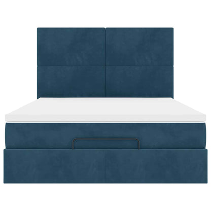 Struttura Letto Pouf con Materassi 140x190 cm in Velluto