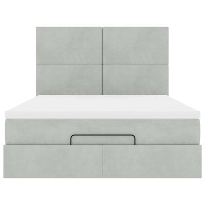 Struttura Letto Pouf con Materassi 140x200 cm in Velluto
