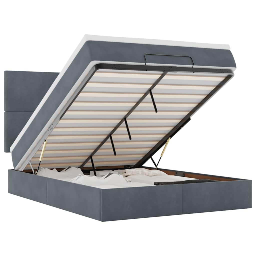 Struttura Letto Pouf con Materassi 140x200 cm in Velluto - homemem39