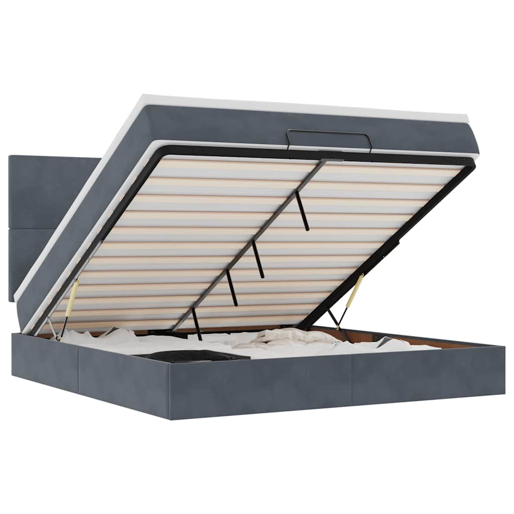 Struttura Letto Pouf con Materassi 160x200 cm in Velluto - homemem39