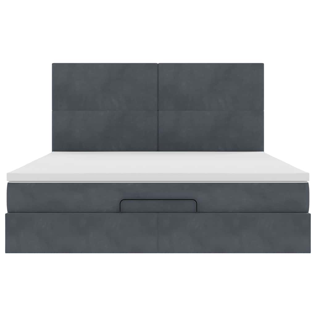 Struttura Letto Pouf con Materassi 160x200 cm in Velluto