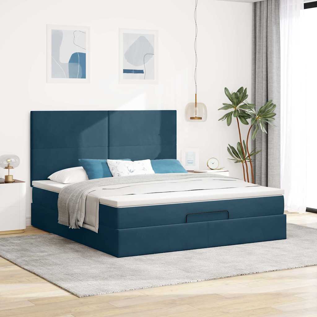 Struttura Letto Pouf con Materassi 160x200 cm Velluto | homemem39
