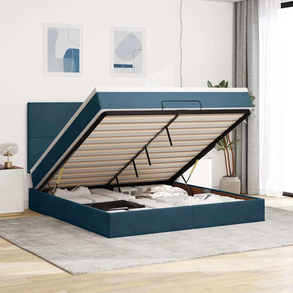 Struttura Letto Pouf con Materassi 160x200 cm Velluto | homemem39