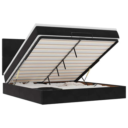 Struttura Letto Pouf con Materassi Nero 180x200 cm in Velluto - homemem39