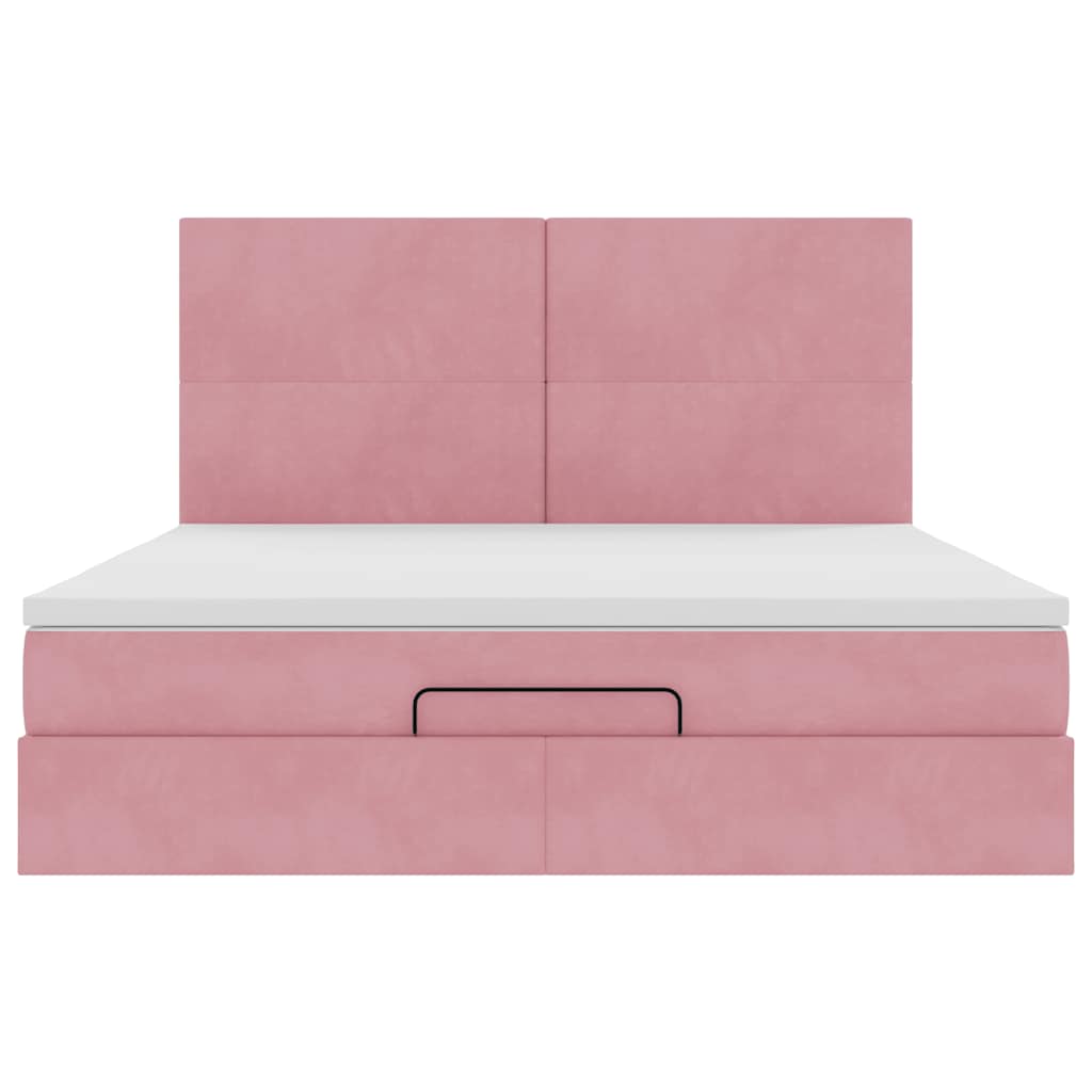Struttura Letto Pouf con Materassi Rosa 180x200 cm Velluto | homemem39
