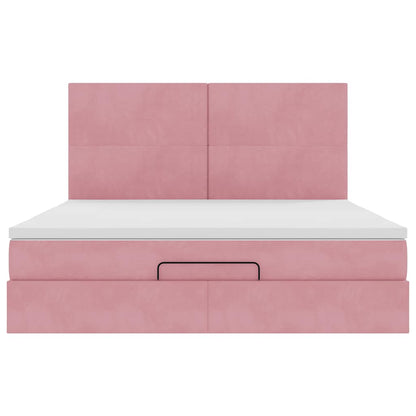 Struttura Letto Pouf con Materassi Rosa 180x200 cm Velluto | homemem39