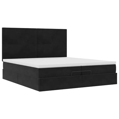 Struttura Letto Pouf con Materassi Nero 200x200 cm Velluto | homemem39