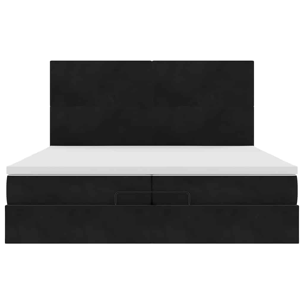 Struttura Letto Pouf con Materassi Nero 200x200 cm Velluto | homemem39