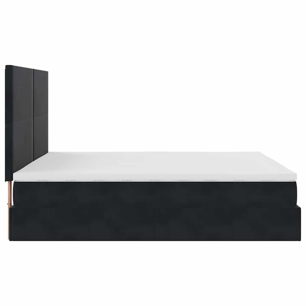 Struttura Letto Pouf con Materassi Nero 200x200 cm Velluto | homemem39