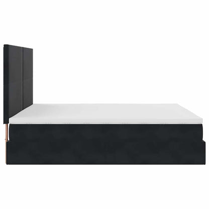 Struttura Letto Pouf con Materassi Nero 200x200 cm Velluto | homemem39