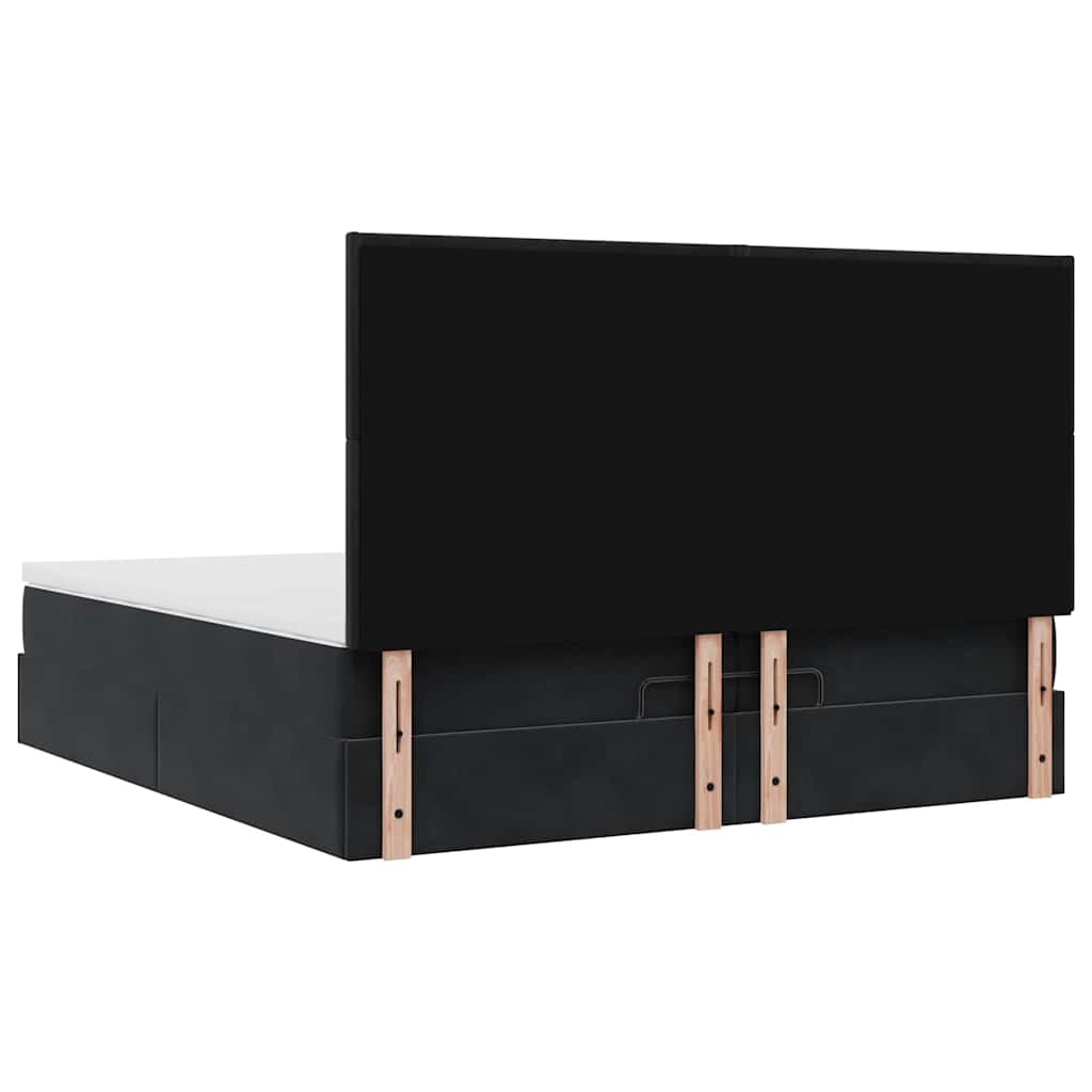 Struttura Letto Pouf con Materassi Nero 200x200 cm Velluto | homemem39