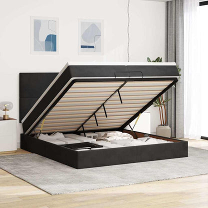 Struttura Letto Pouf con Materassi Nero 200x200 cm Velluto | homemem39