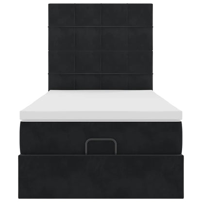 Struttura Letto Pouf con Materassi Nero 80x200 cm in Velluto | homemem39