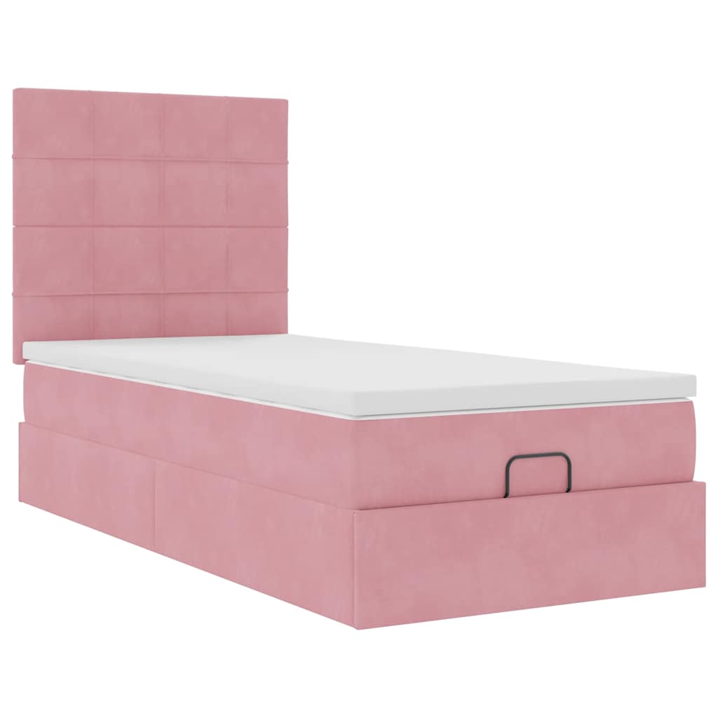 Struttura Letto Pouf con Materassi Rosa 80x200 cm Velluto | homemem39