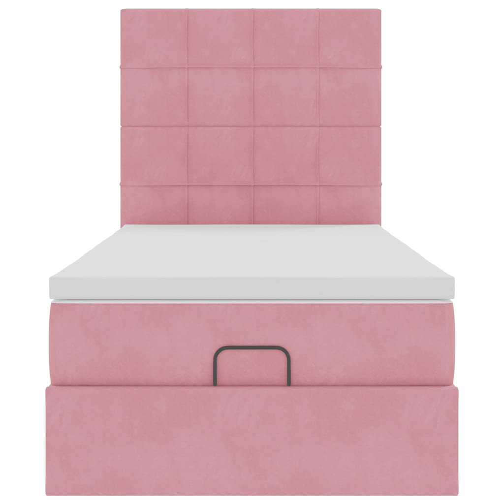 Struttura Letto Pouf con Materassi Rosa 80x200 cm Velluto | homemem39