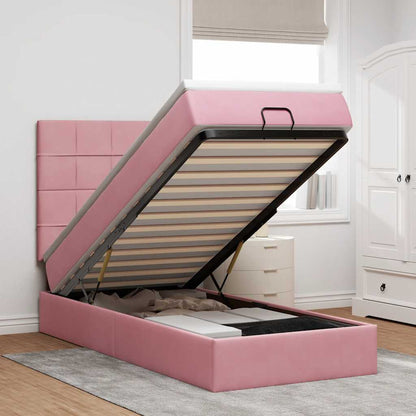 Struttura Letto Pouf con Materassi Rosa 80x200 cm Velluto | homemem39