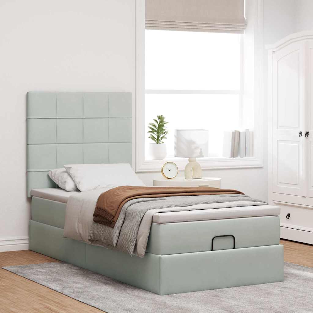 Struttura Letto Pouf con Materassi 90x190 cm in Velluto | homemem39