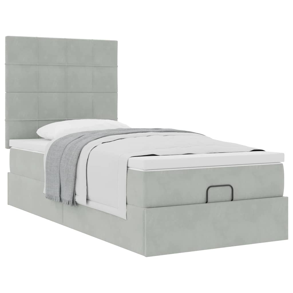 Struttura Letto Pouf con Materassi 90x190 cm in Velluto | homemem39