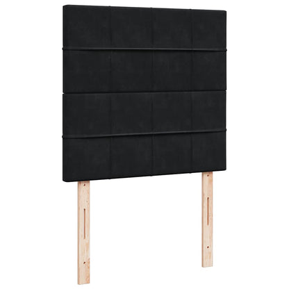Struttura Letto Pouf con Materassi Nero 90x190 cm in Velluto