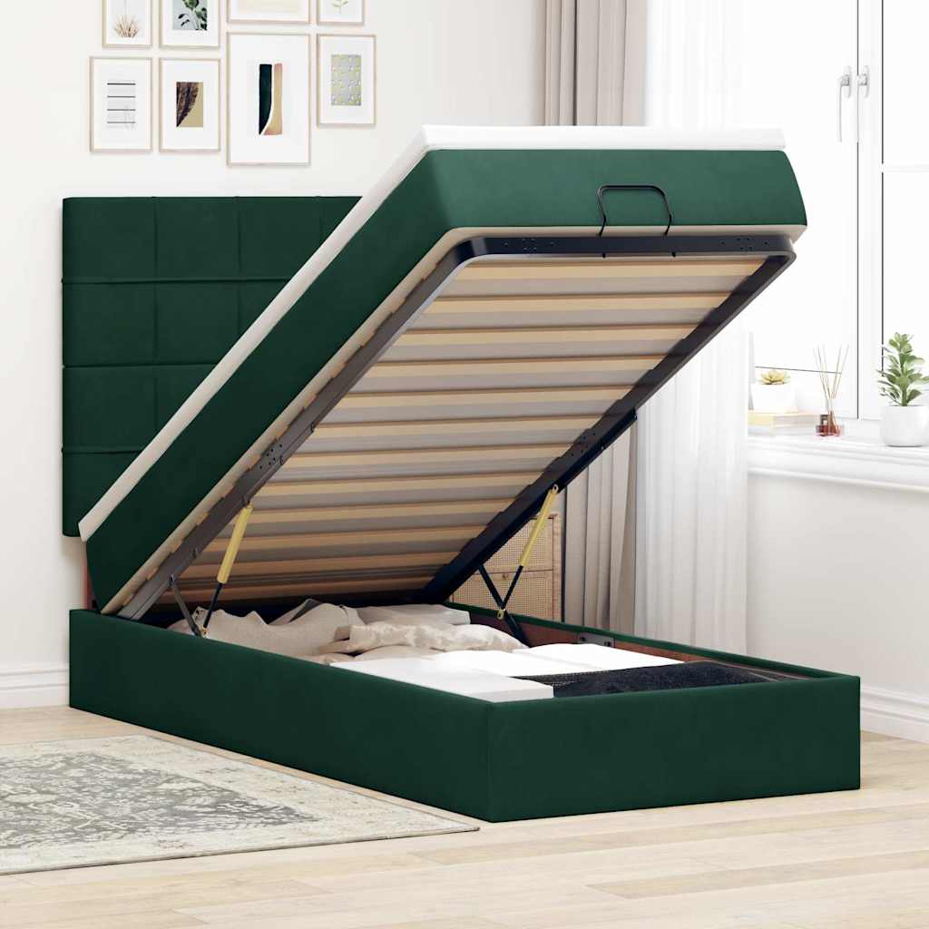 Struttura Letto Pouf con Materassi 90x190 cm in Velluto | homemem39
