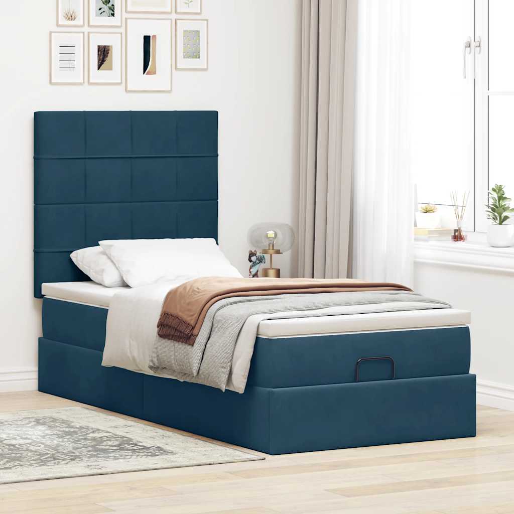 Struttura Letto Pouf con Materassi 90x190 cm in Velluto | homemem39