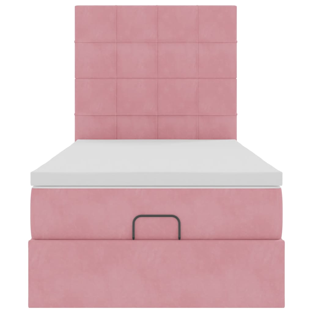 Struttura Letto Pouf con Materassi Rosa 100x200 cm Velluto - homemem39