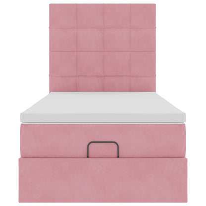 Struttura Letto Pouf con Materassi Rosa 100x200 cm Velluto - homemem39