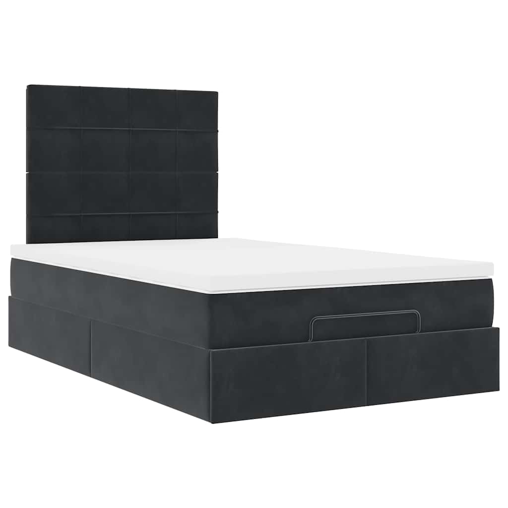 Struttura Letto Pouf con Materassi Nero 120x190 cm Velluto | homemem39