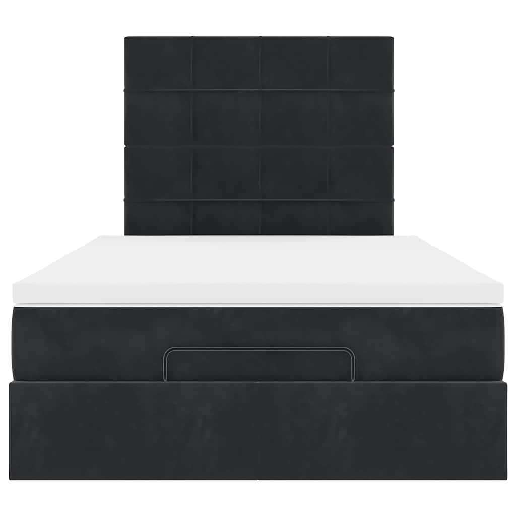 Struttura Letto Pouf con Materassi Nero 120x190 cm Velluto | homemem39