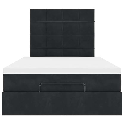 Struttura Letto Pouf con Materassi Nero 120x190 cm Velluto | homemem39