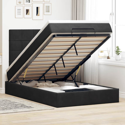 Struttura Letto Pouf con Materassi Nero 120x190 cm Velluto | homemem39
