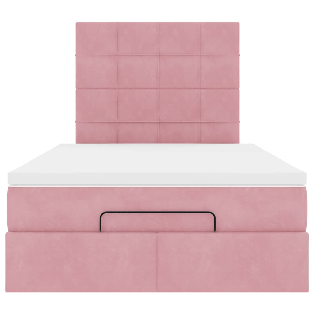 Struttura Letto Pouf con Materassi Rosa 120x190 cm Velluto | homemem39