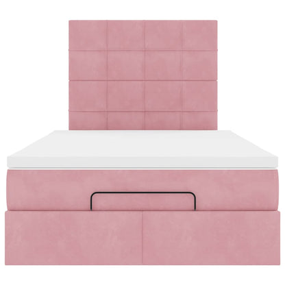 Struttura Letto Pouf con Materassi Rosa 120x190 cm Velluto | homemem39