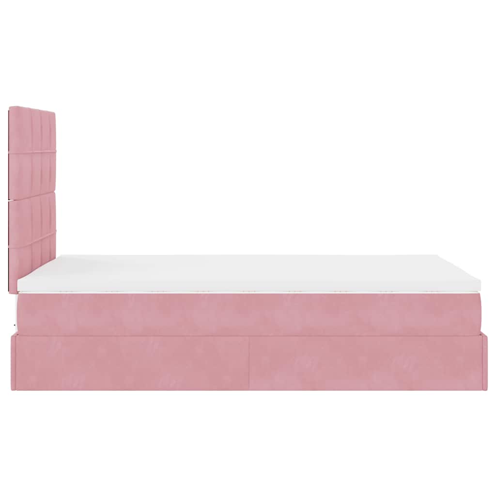 Struttura Letto Pouf con Materassi Rosa 120x190 cm Velluto | homemem39
