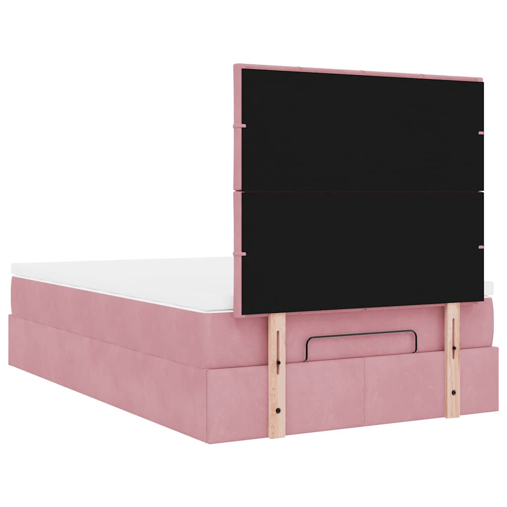 Struttura Letto Pouf con Materassi Rosa 120x190 cm Velluto | homemem39