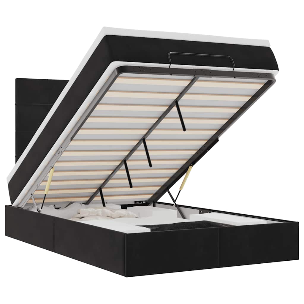 Struttura Letto Pouf con Materassi Nero 120x200 cm Velluto - homemem39