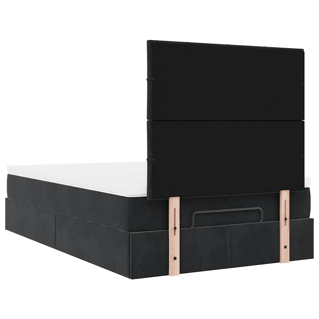 Struttura Letto Pouf con Materassi Nero 120x200 cm Velluto