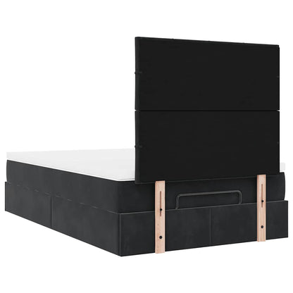 Struttura Letto Pouf con Materassi Nero 120x200 cm Velluto