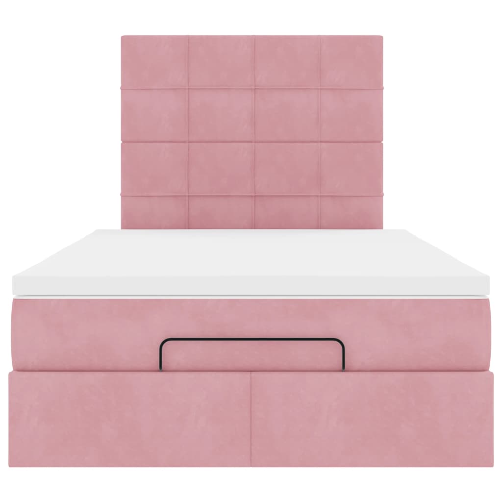 Struttura Letto Pouf con Materasso Rosa 120x200 cm Velluto | homemem39