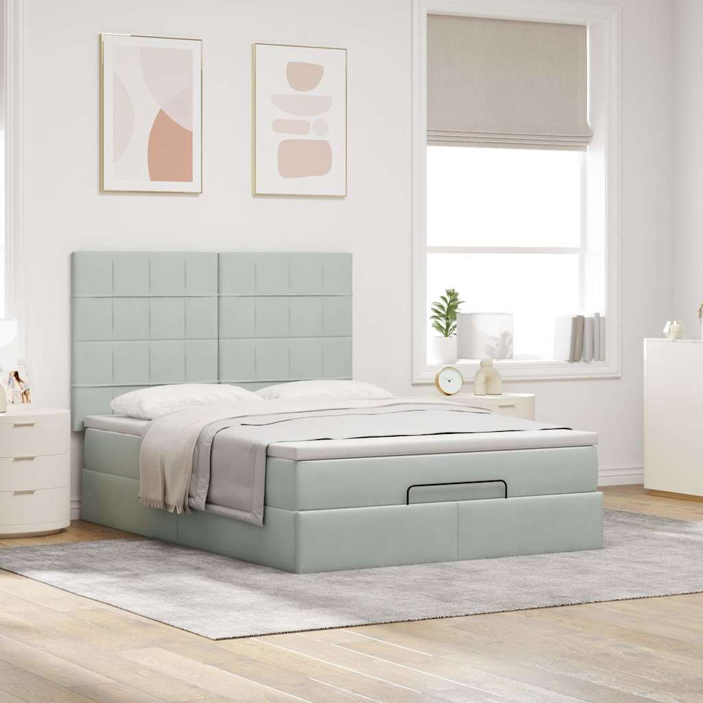 Struttura Letto Pouf con Materassi 140x190 cm Velluto | homemem39