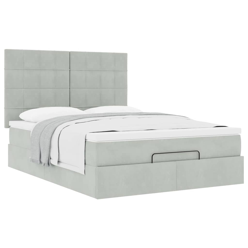 Struttura Letto Pouf con Materassi 140x190 cm Velluto | homemem39