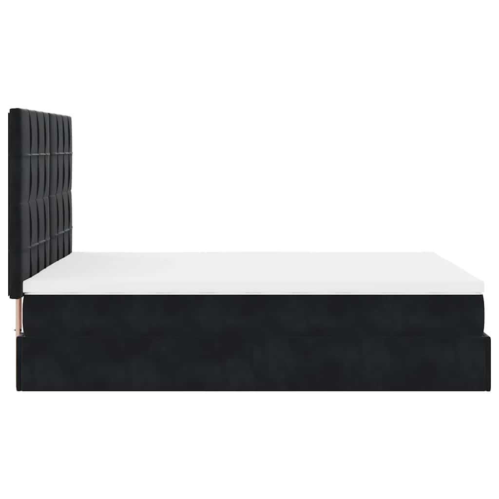 Struttura Letto Pouf con Materassi Nero 140x190 cm in Velluto | homemem39