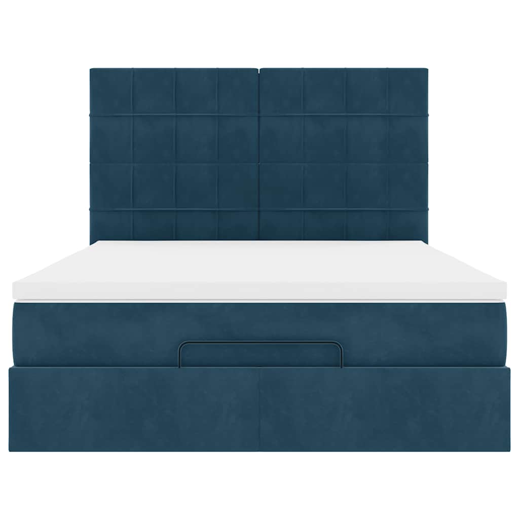Struttura Letto Pouf con Materassi 140x190 cm in Velluto | homemem39