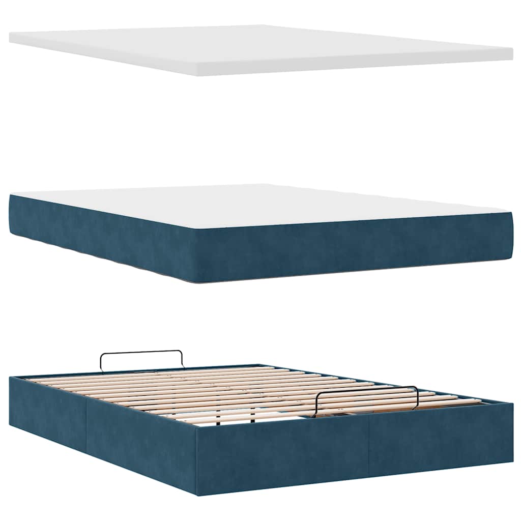 Struttura Letto Pouf con Materassi 140x190 cm in Velluto | homemem39