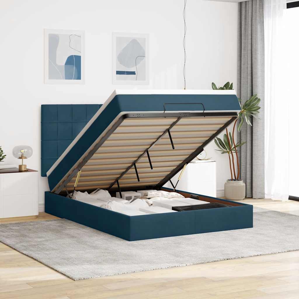 Struttura Letto Pouf con Materassi 140x190 cm in Velluto | homemem39