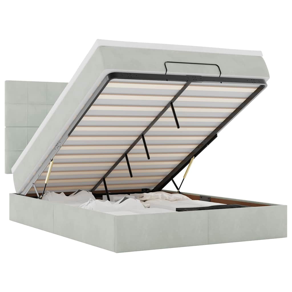 Struttura Letto Pouf con Materassi 140x200 cm in Velluto - homemem39