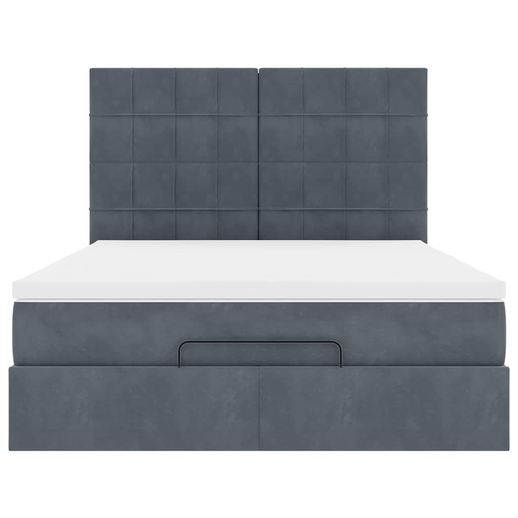 Struttura Letto Pouf con Materassi 140x200 cm in Velluto