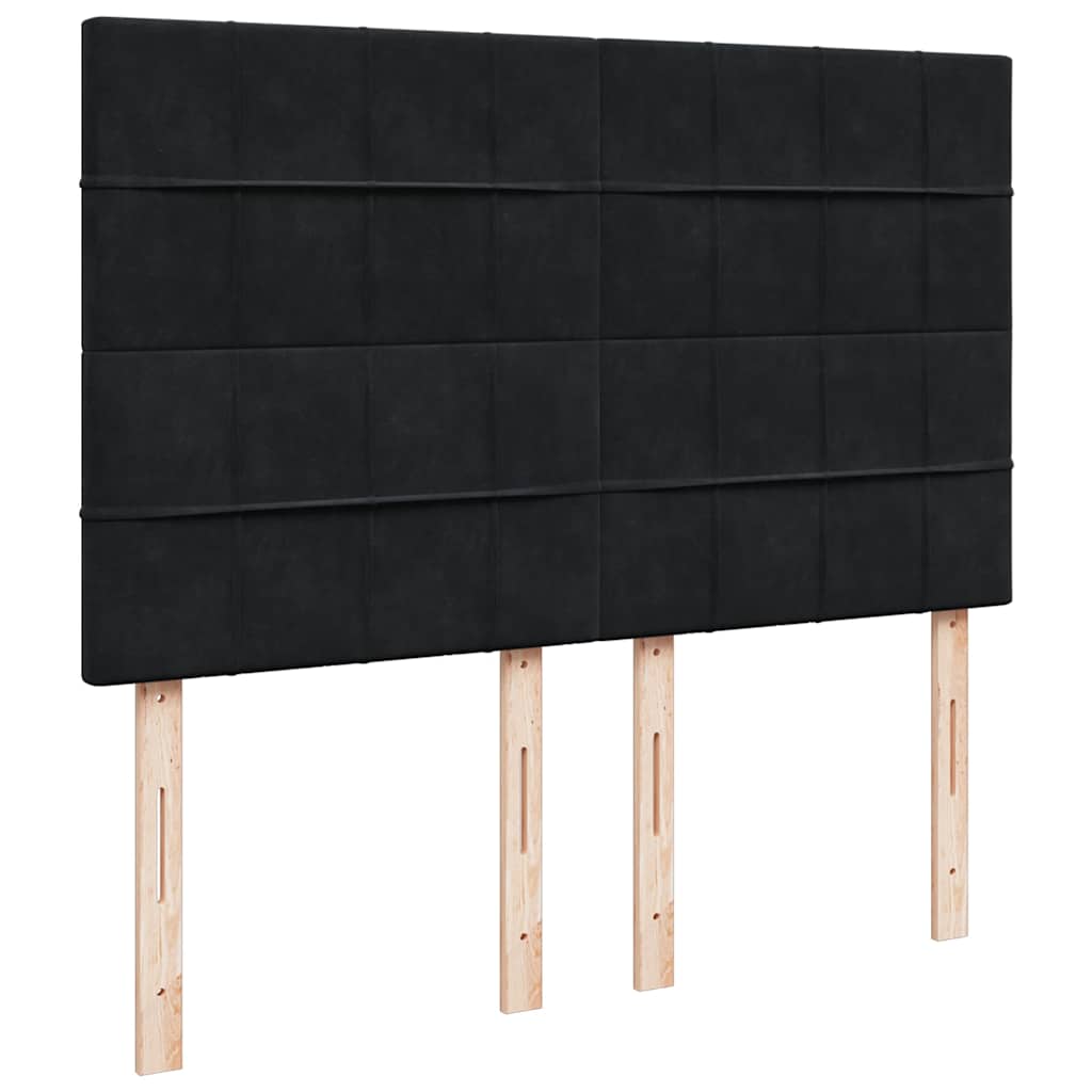 Struttura Letto Pouf con Materassi Nero 140x200 cm in Velluto