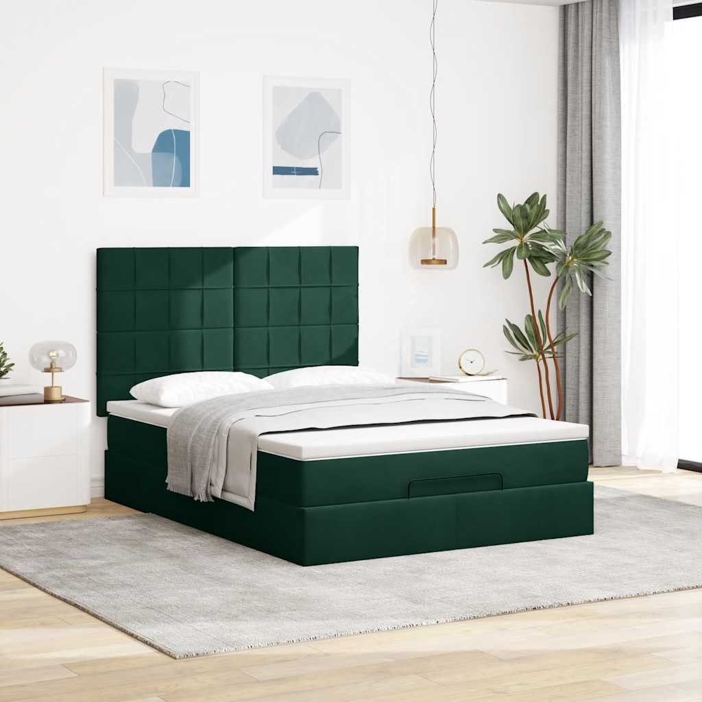 Struttura Letto Pouf con Materassi 140x200 cm in Velluto | homemem39