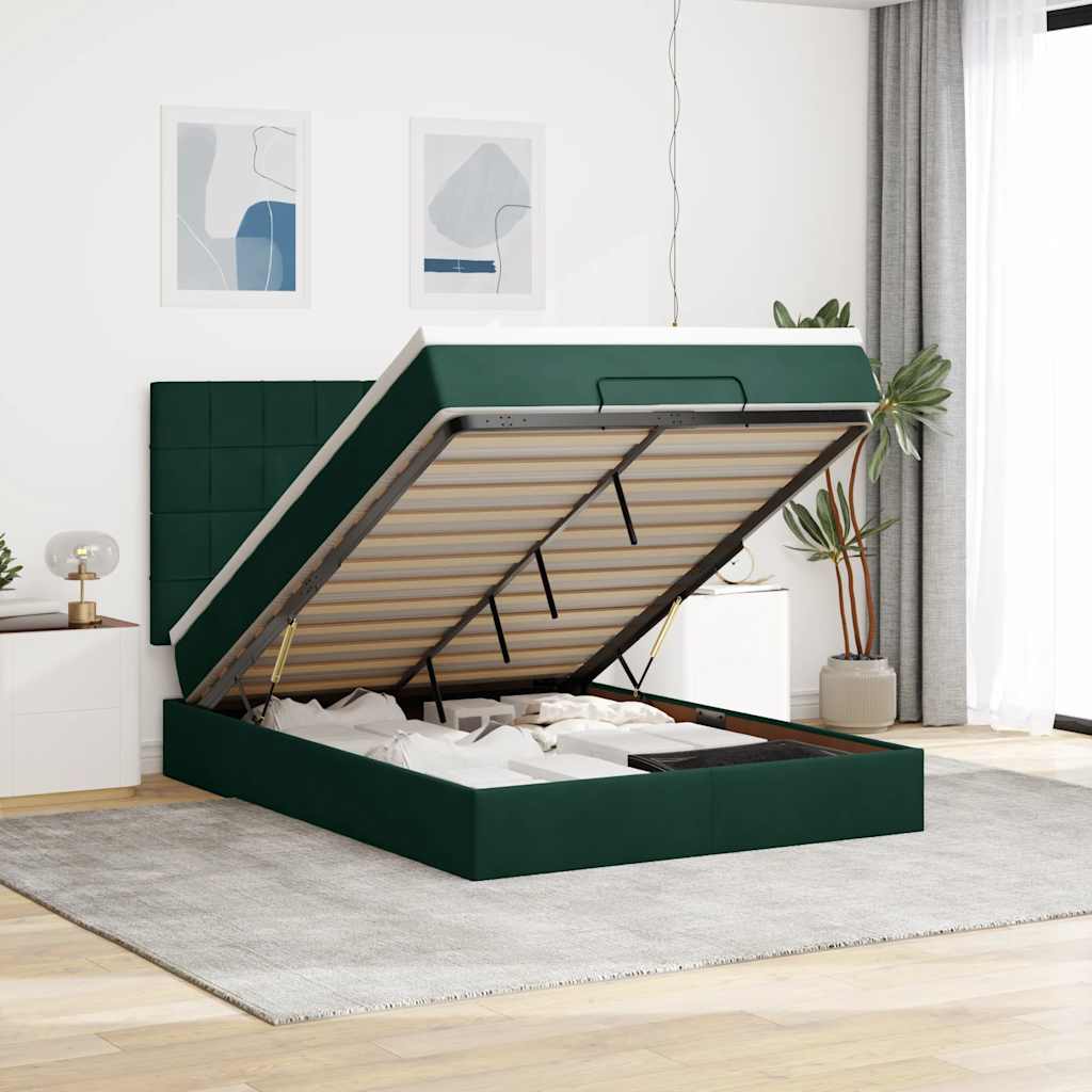 Struttura Letto Pouf con Materassi 140x200 cm in Velluto | homemem39
